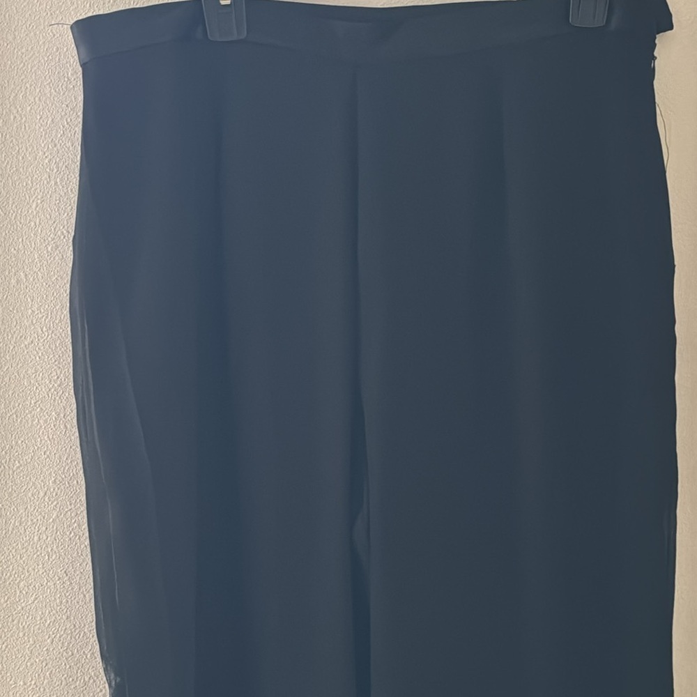 Signature black dressy/party pants satin elastic‎ waist sides wide leg sz 14 new - Picture 2 of 10